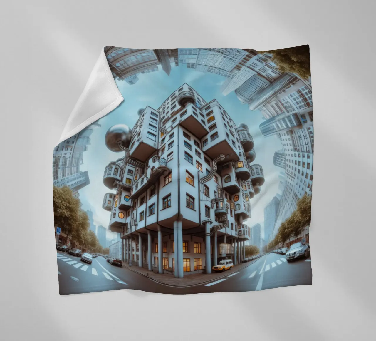 Sphere 048 - Futuristic Modular Building fleece blanket by Spheres