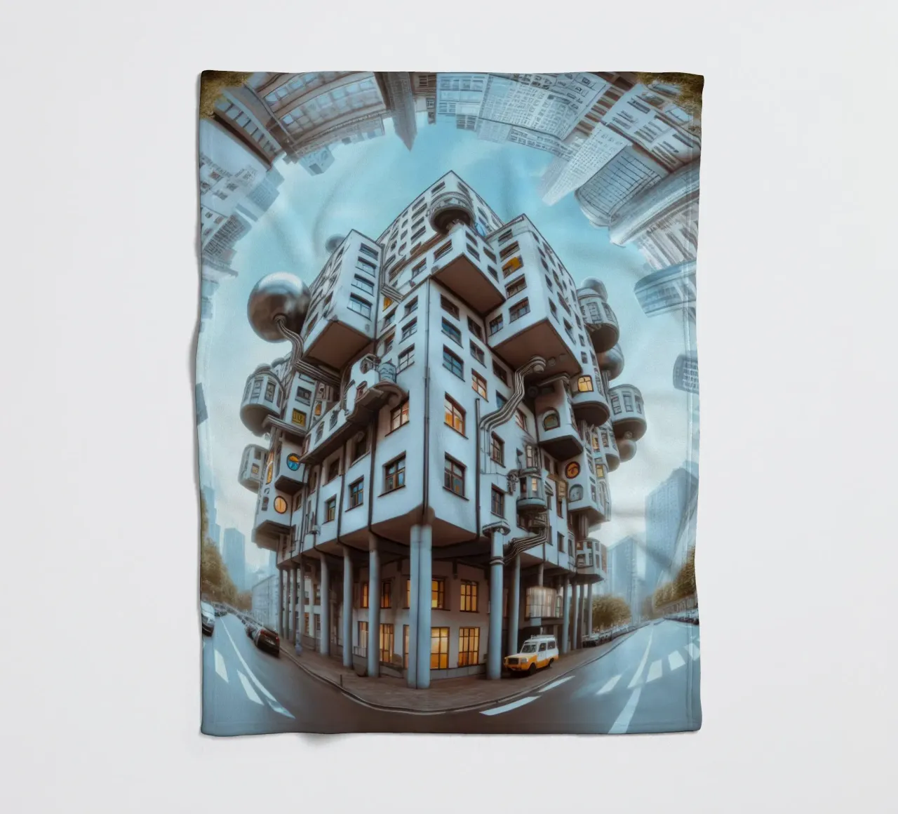 Sphere 048 - Futuristic Modular Building fleece blanket by Spheres