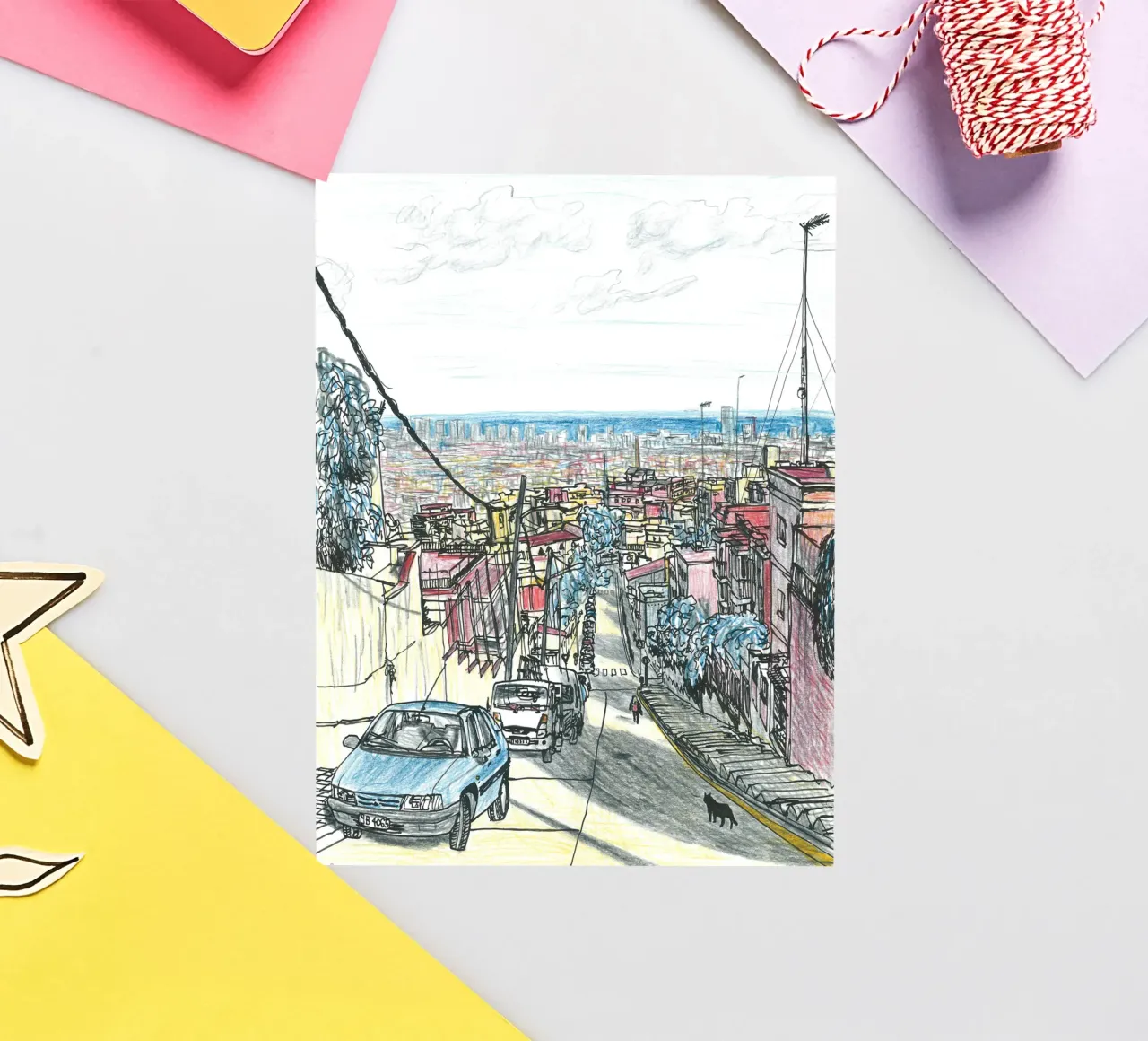 Barcelona, ​​the seaside city sticker by Asobōze