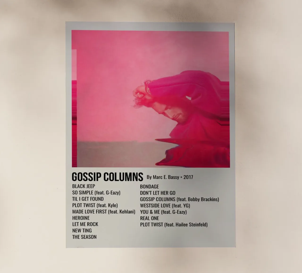 GOSSIP COLUMNS By Marc E. Bassy - 2017 backlit folie van SoundStudio