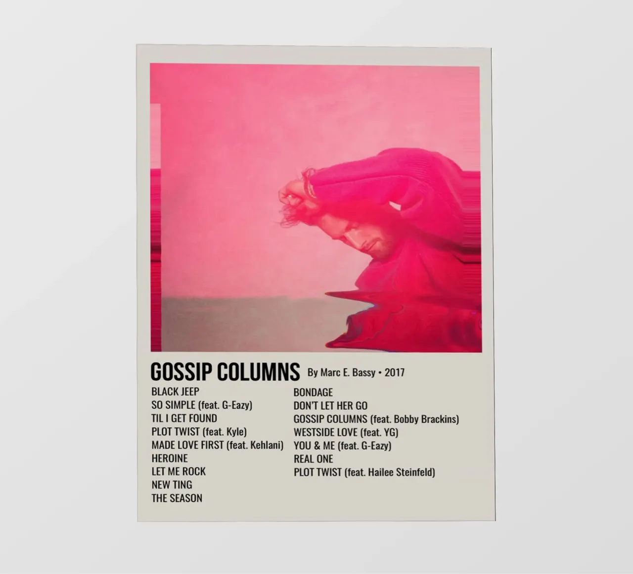 GOSSIP COLUMNS By Marc E. Bassy - 2017 backlit folie van SoundStudio