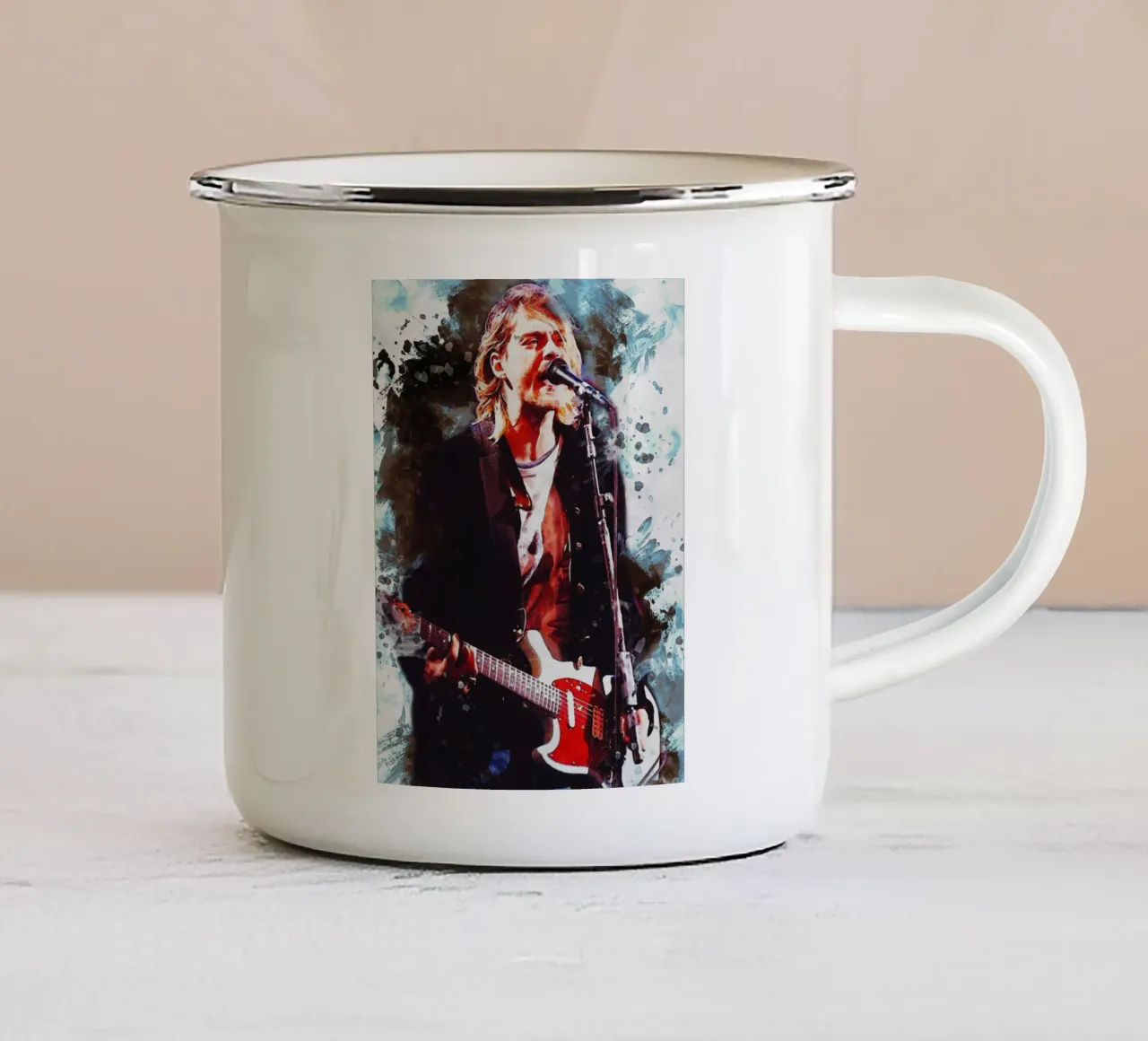 Sbaffo di Kurt Cobain tazza in smalto da Gunawan Rb