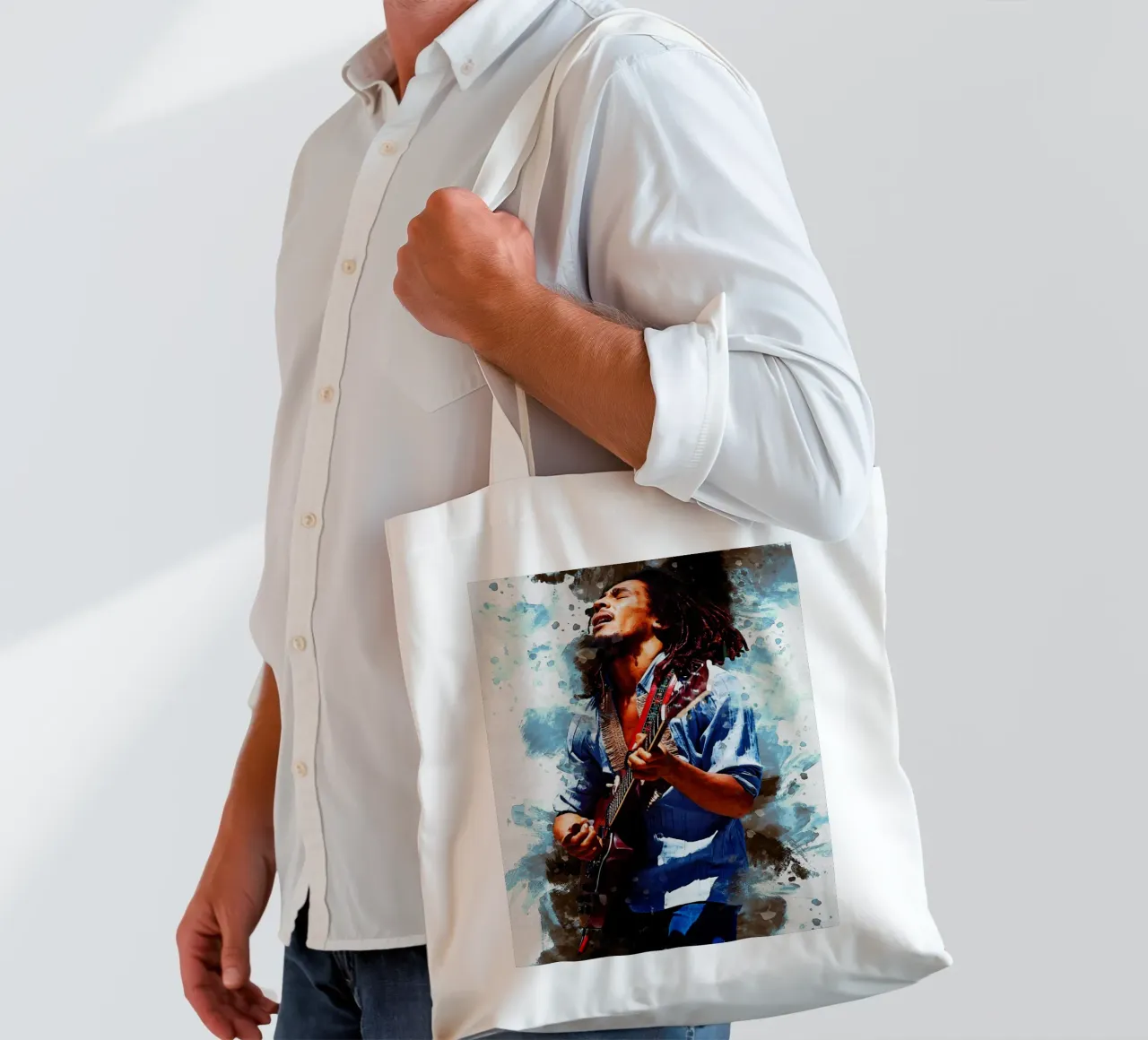Smudge of Bob Marley tote bag by Gunawan Rb