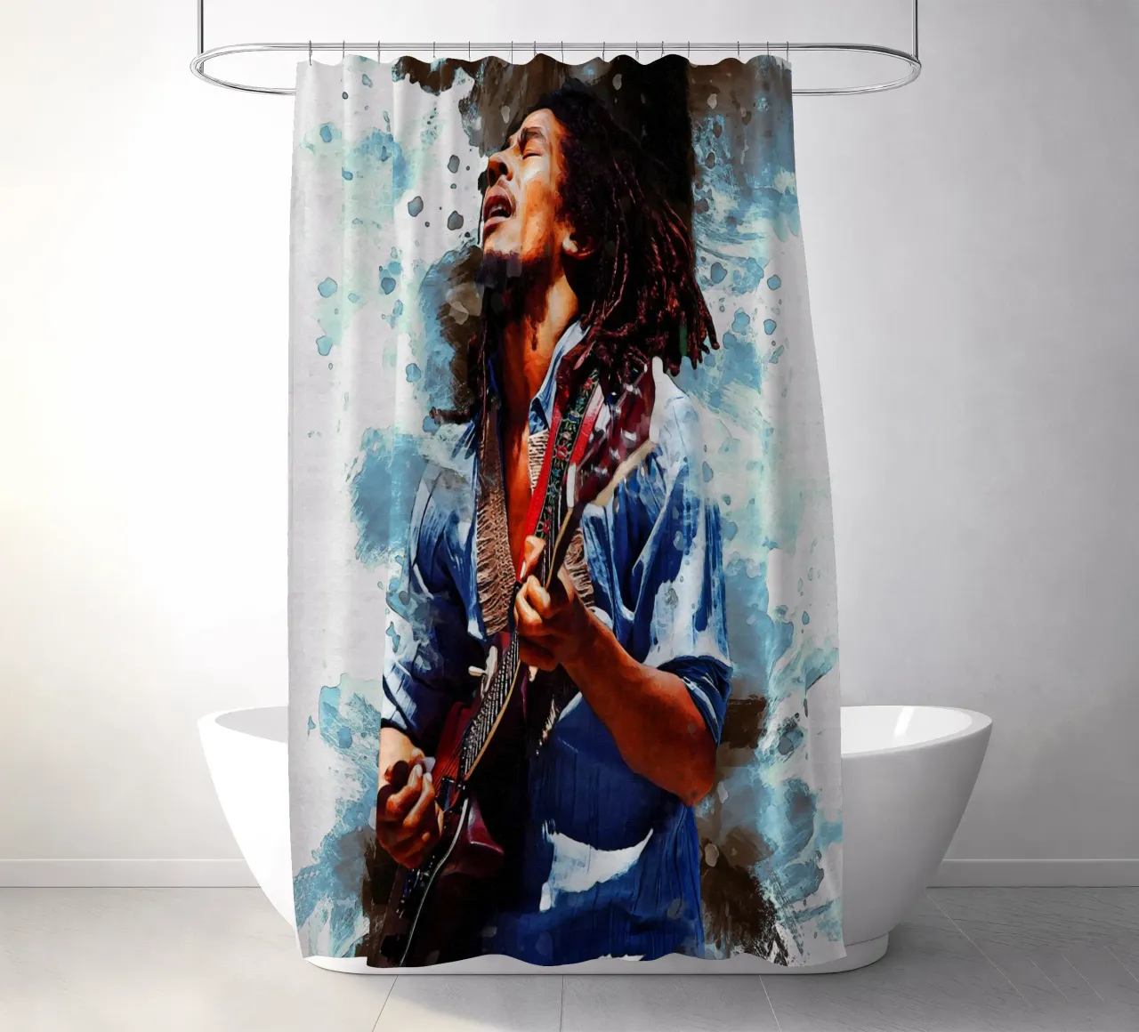 Smudge of Bob Marley shower curtain by Gunawan Rb
