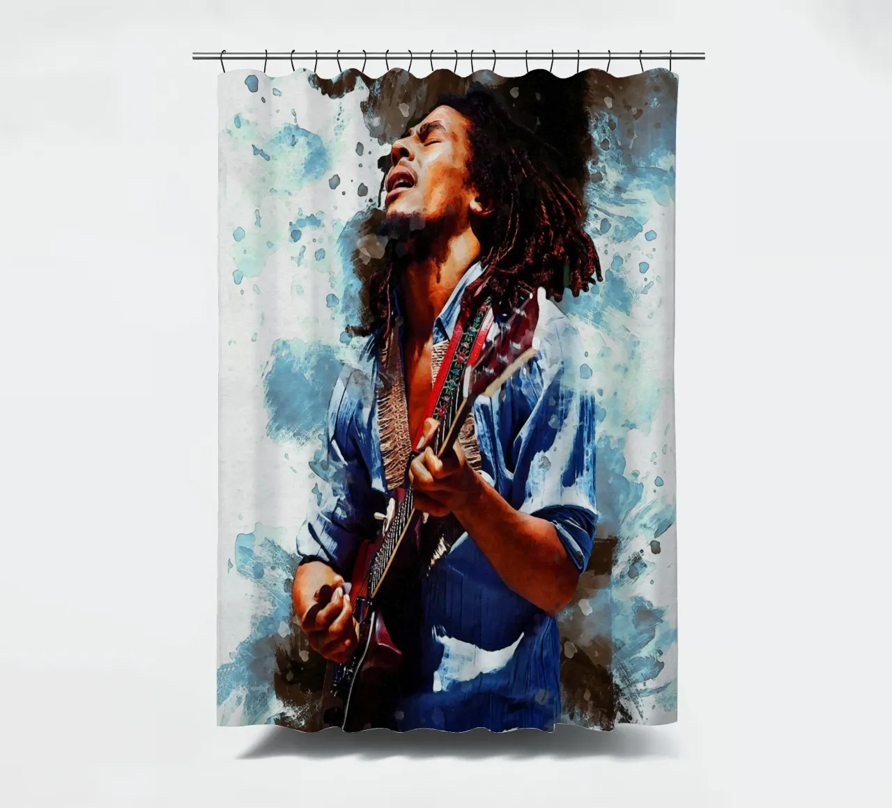 Smudge of Bob Marley shower curtain by Gunawan Rb