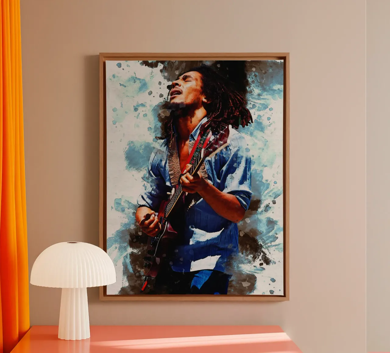 Smudge of Bob Marley canvas with Floater frame by Gunawan Rb