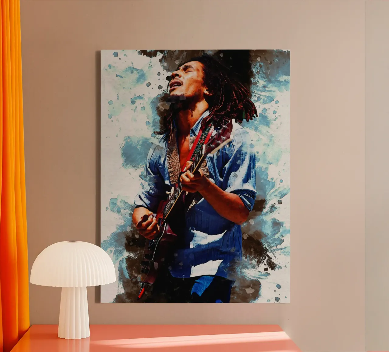 Smudge of Bob Marley canvas with Floater frame by Gunawan Rb