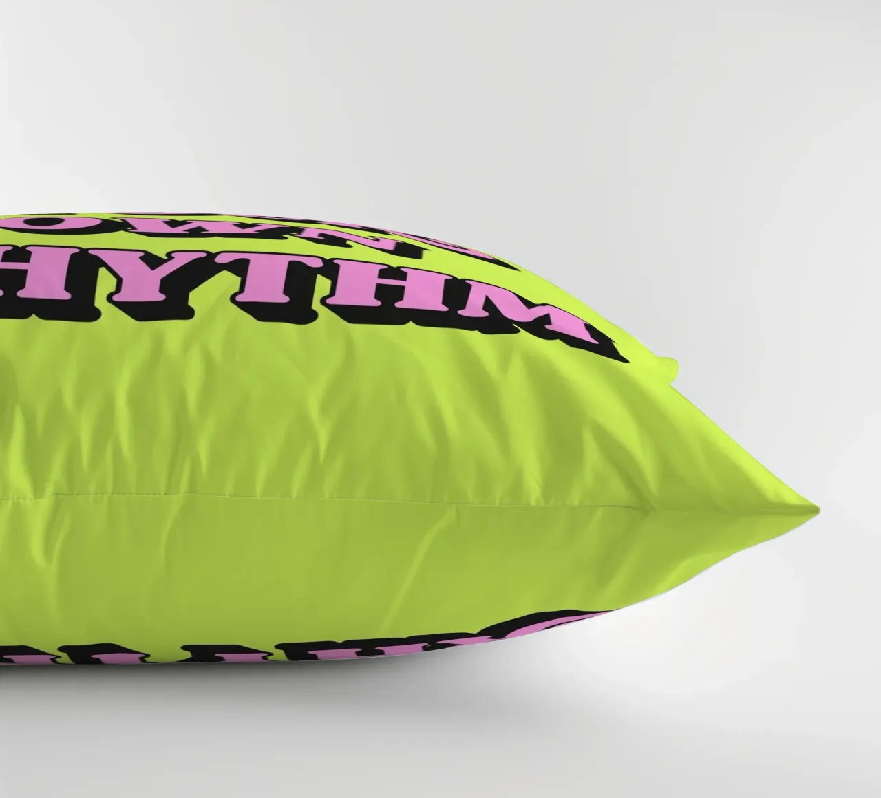 Dance to your own rhythm quote (neon green tone) decorative cushion by Paigaam Studio