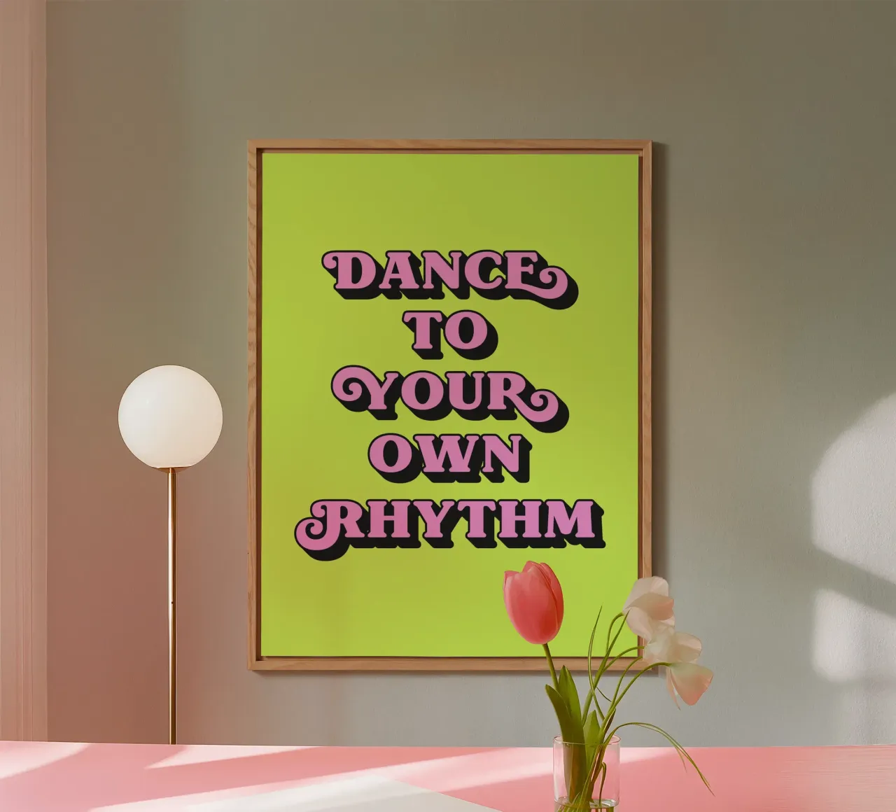 Tanz in deinem eigenen Rhythmus Zitat (neongrüner Ton) Alu-Dibond von Paigaam Studio