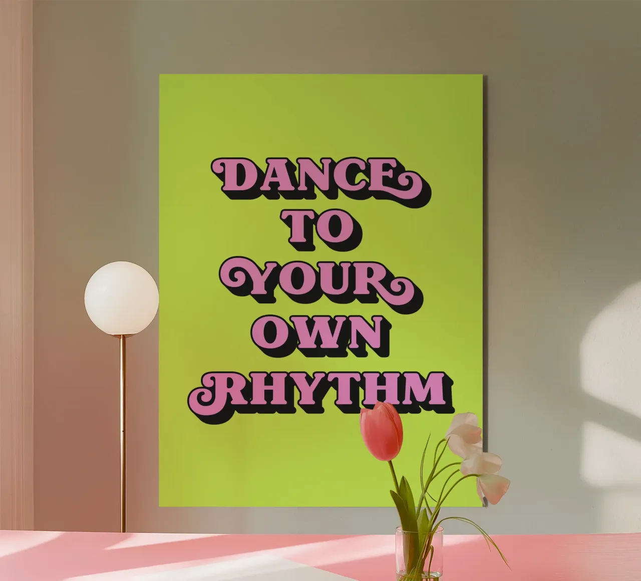 Tanz in deinem eigenen Rhythmus Zitat (neongrüner Ton) Alu-Dibond von Paigaam Studio