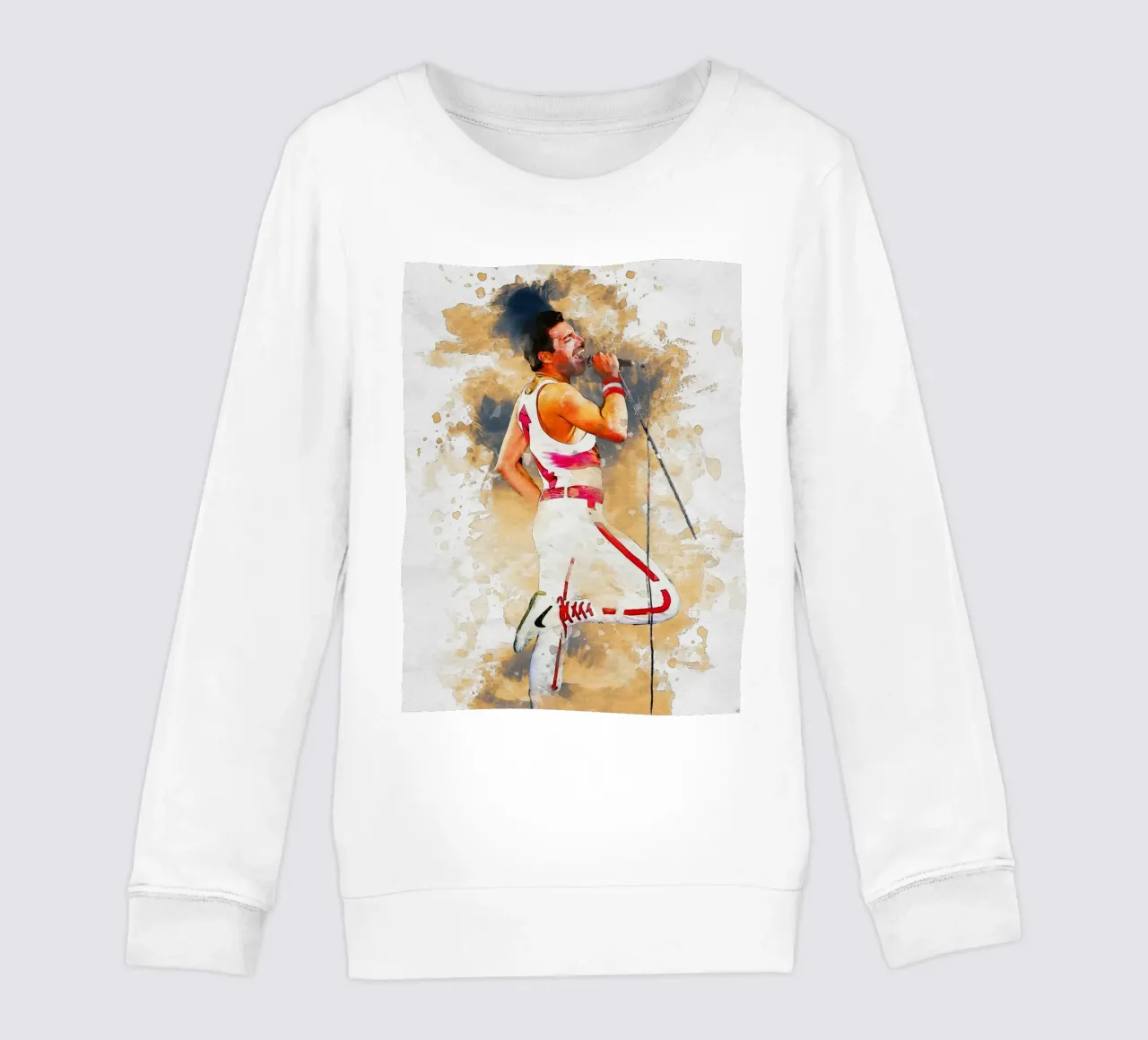 Smudge of Portrait freddie mercury kids sweatshirt by Gunawan Rb