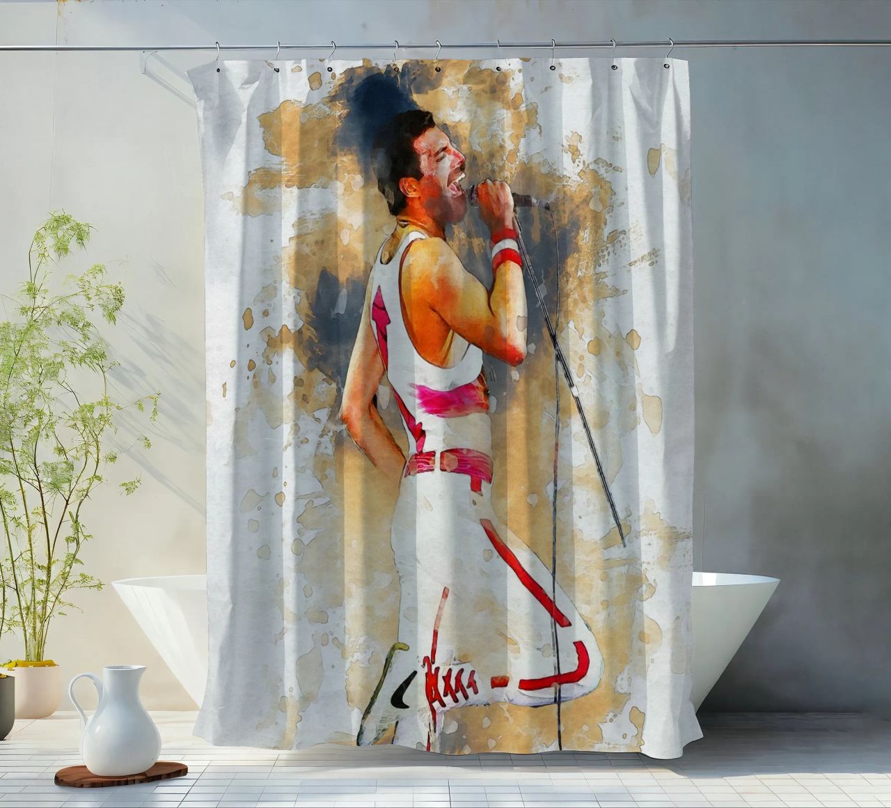 Smudge of Portrait freddie mercury Duschvorhang von Gunawan Rb