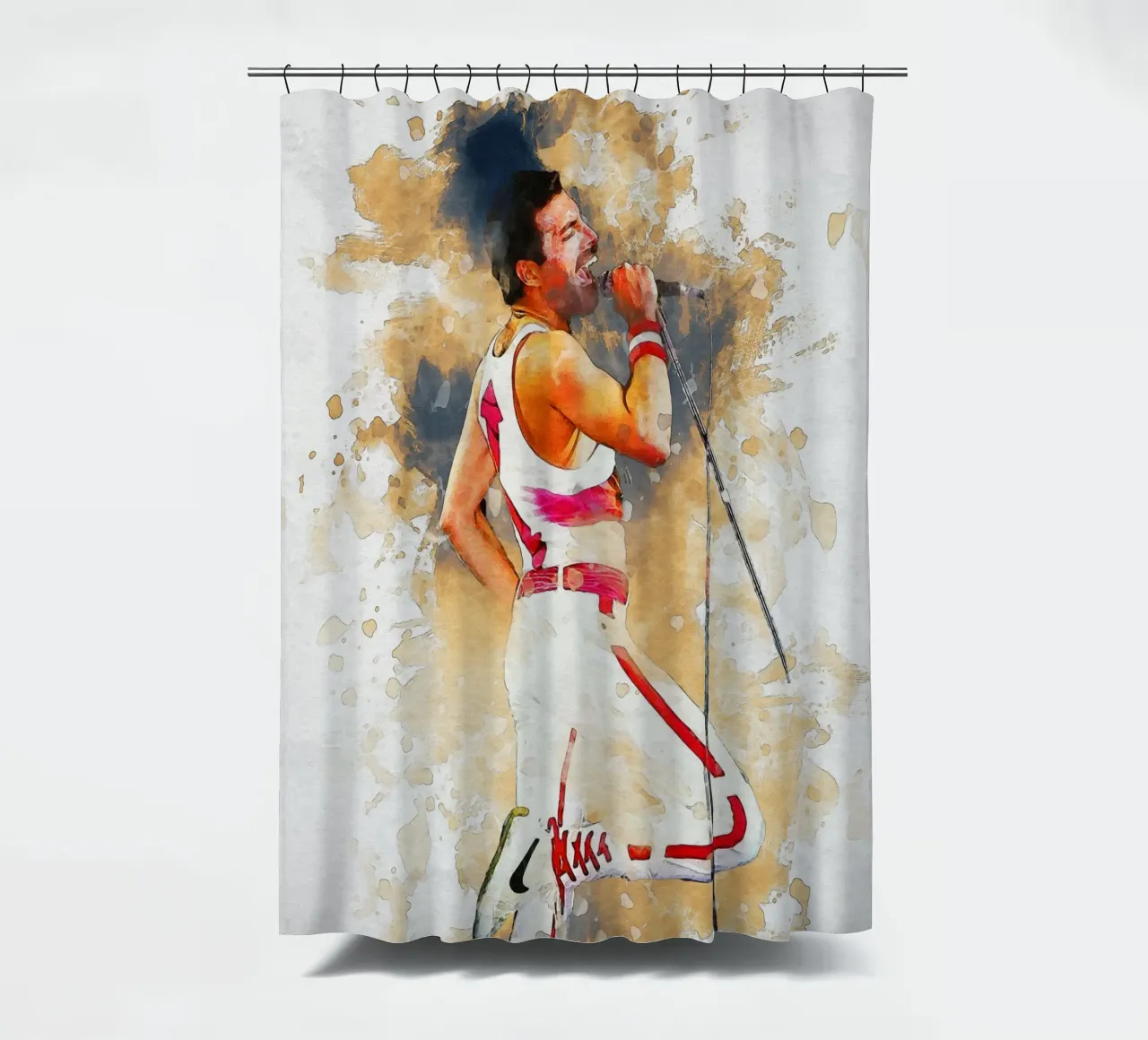mancha de retrato freddie mercury cortina de baño de Gunawan Rb