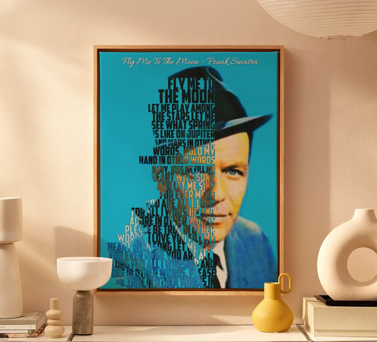 Fly Me To The Moon - Frank Sinatra tela con Cornice a cassetta da Gunawan Rb