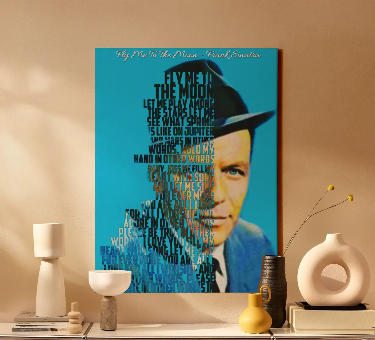 Fly Me To The Moon - Frank Sinatra tela con Cornice a cassetta da Gunawan Rb