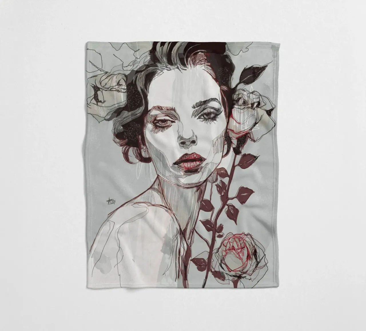 black rose var4 fleece blanket by Giulio Iurissevich
