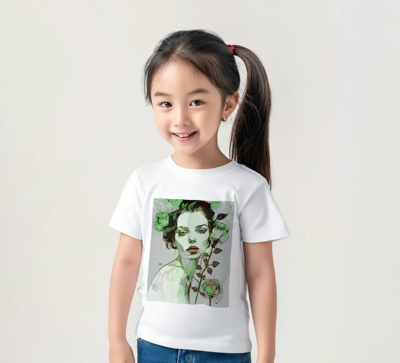 black rose green 5 kids t-shirt by Giulio Iurissevich