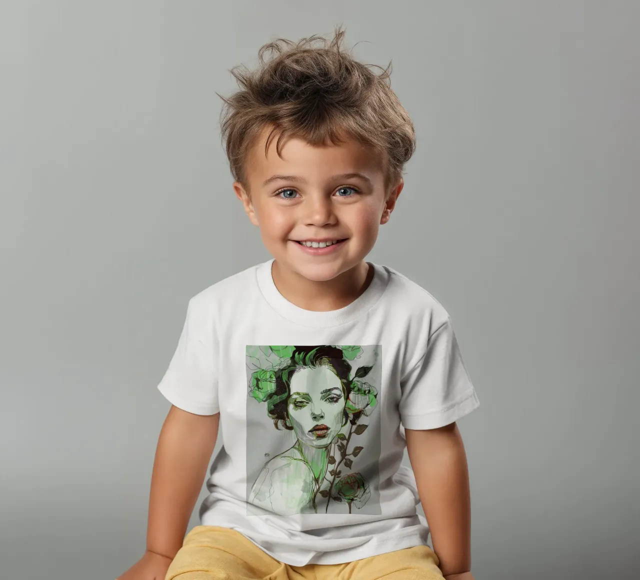 black rose green 5 kids t-shirt by Giulio Iurissevich