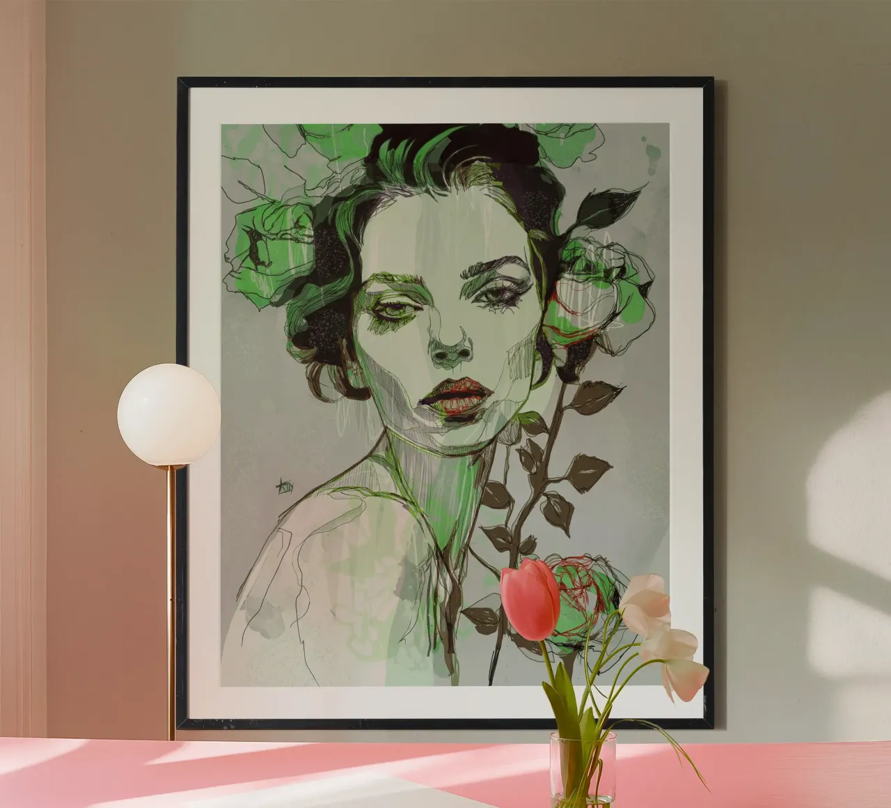 black rose green 5 poster by Giulio Iurissevich