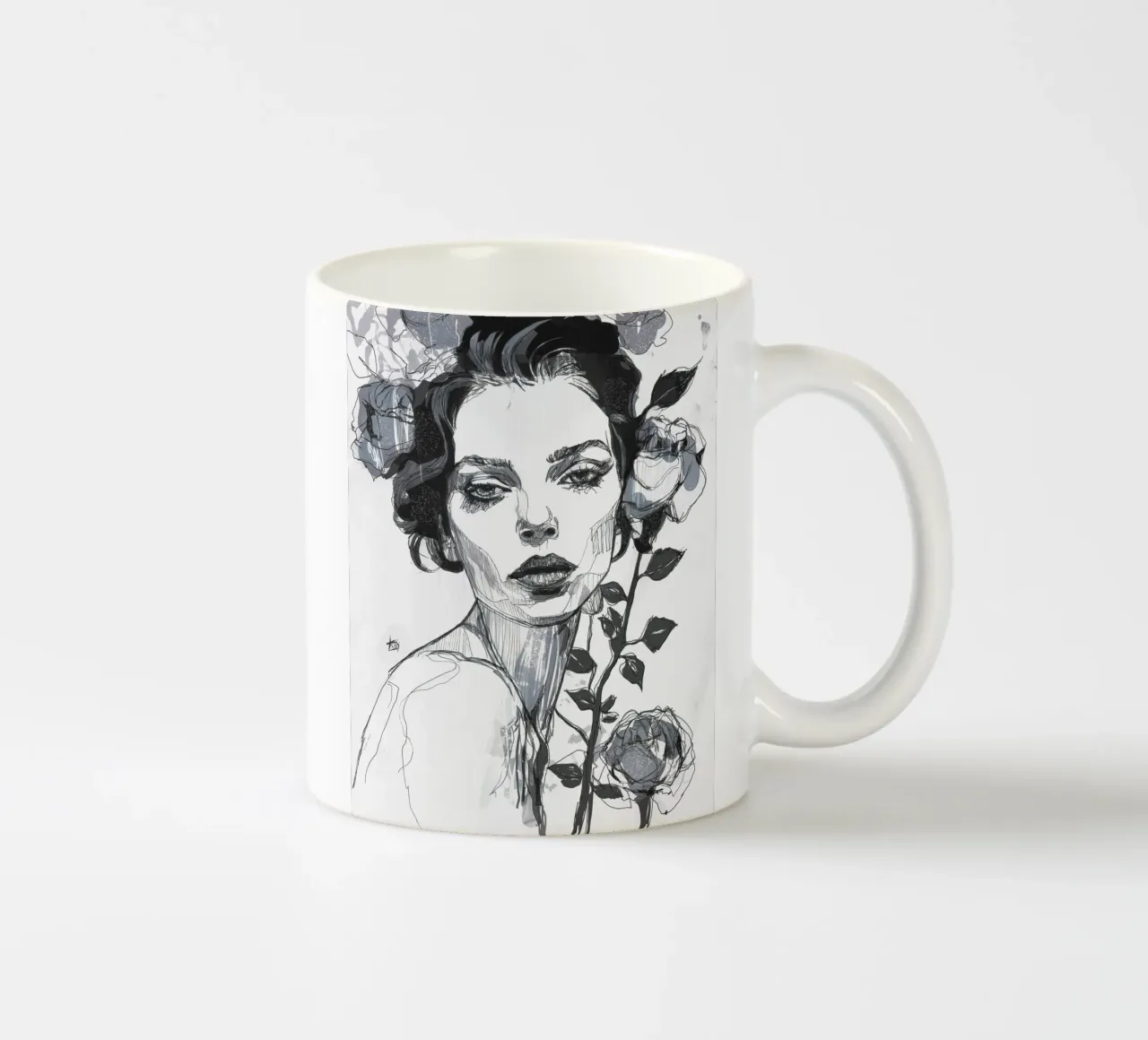 rosa nera /bn tazza in ceramica da Giulio Iurissevich