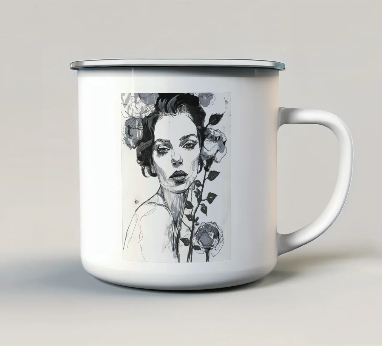 rosa nera /bn tazza in smalto da Giulio Iurissevich