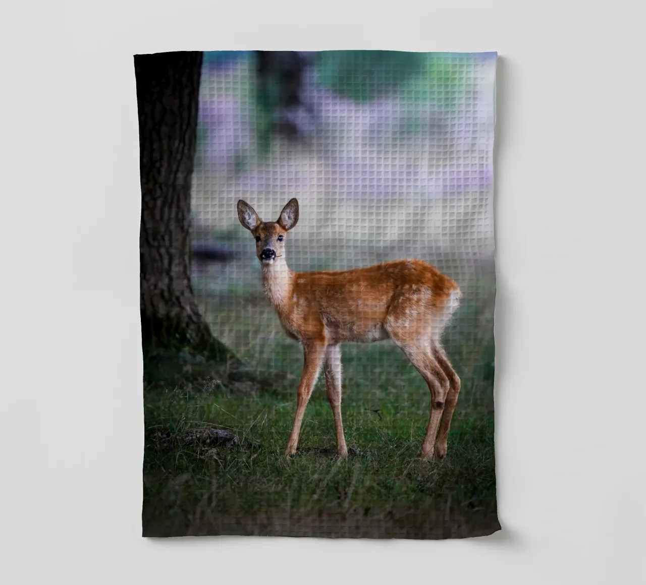 Roe deer young tea towel by Tom's Wildlife