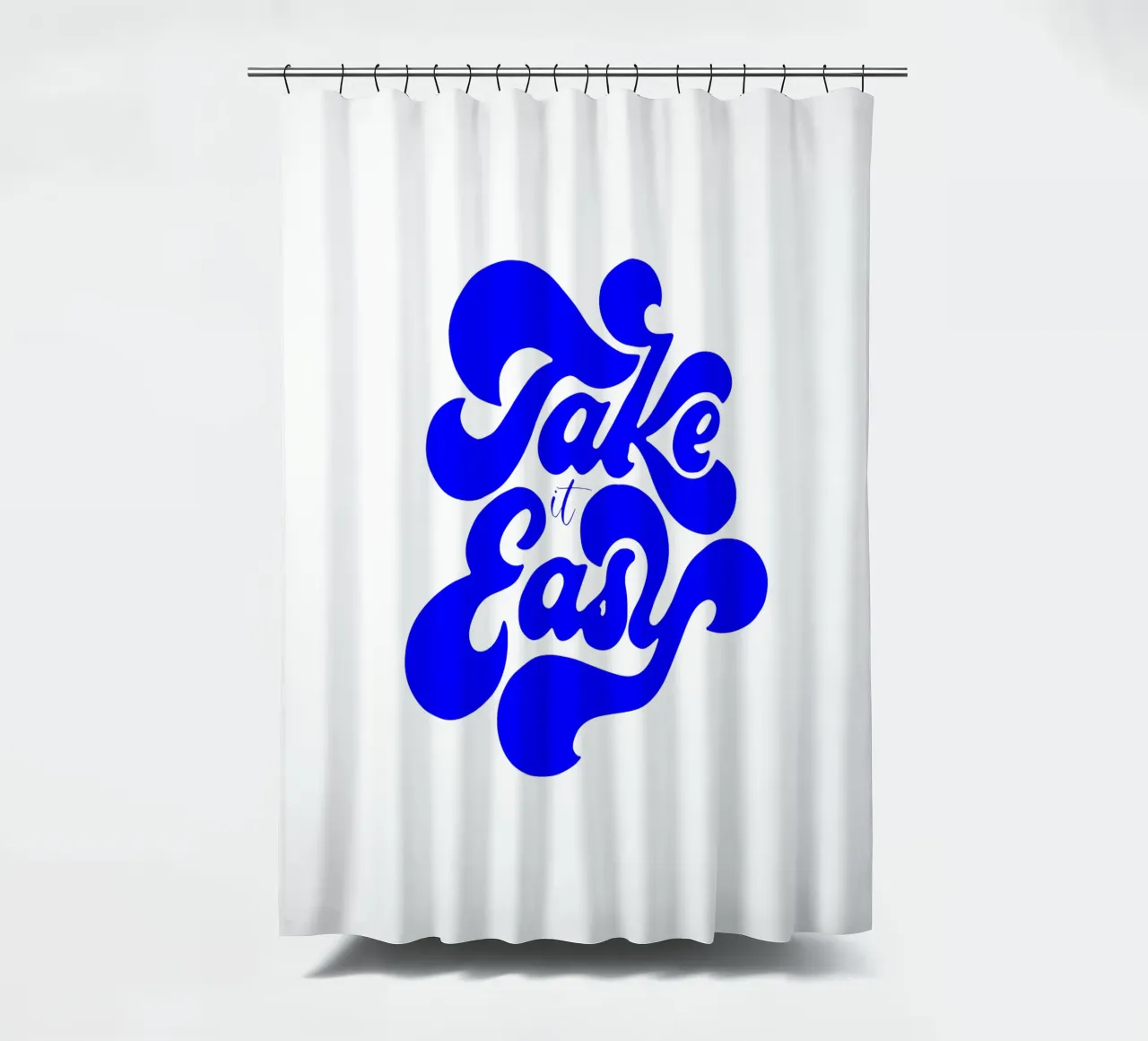 take it easy, motivational statement quote shower curtain by The True Type
