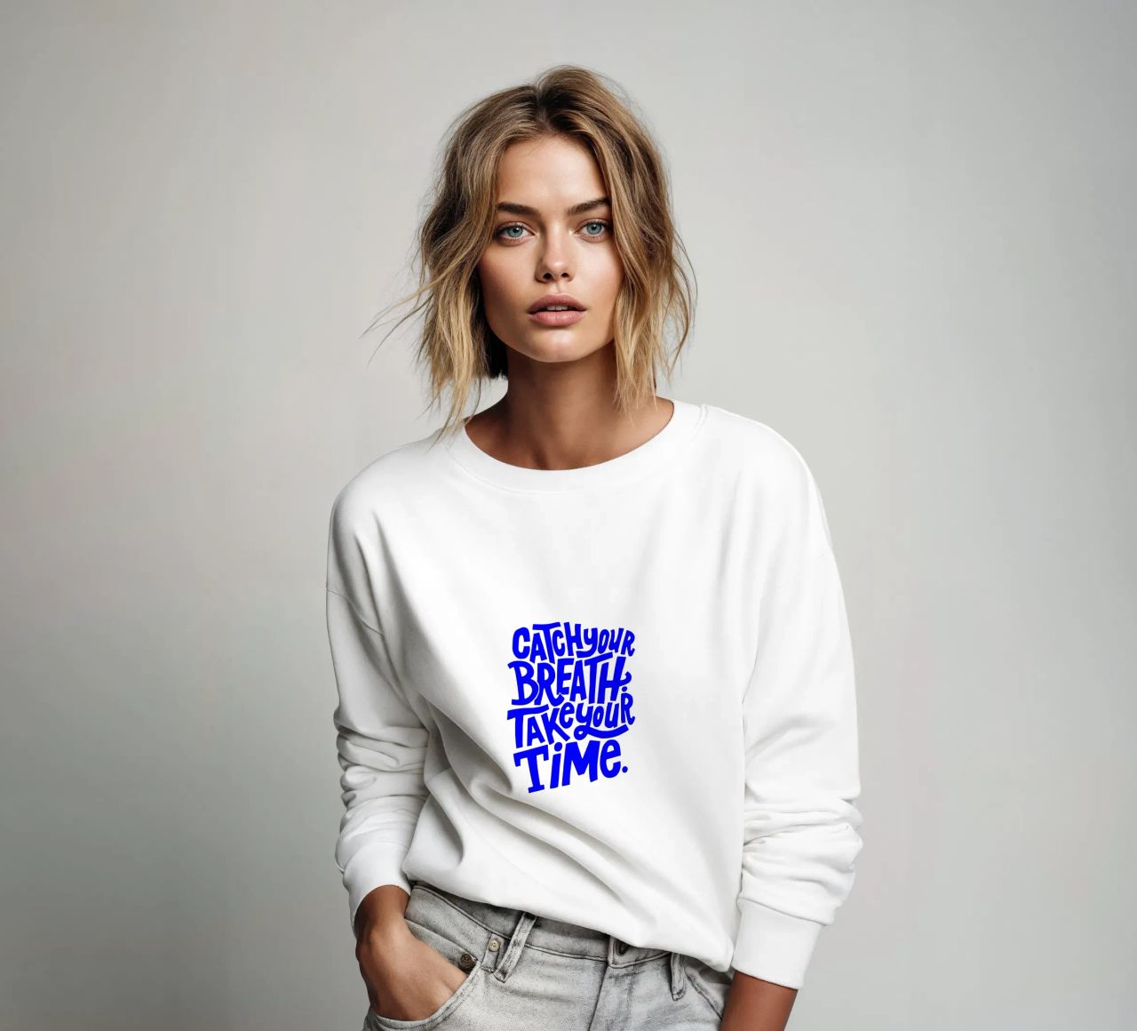 catch your breath, take your time, motivational statement q sweatshirt by The True Type