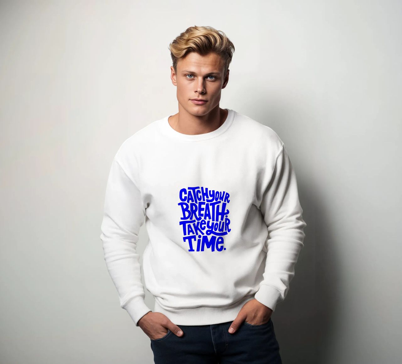 catch your breath, take your time, motivational statement q sweatshirt by The True Type