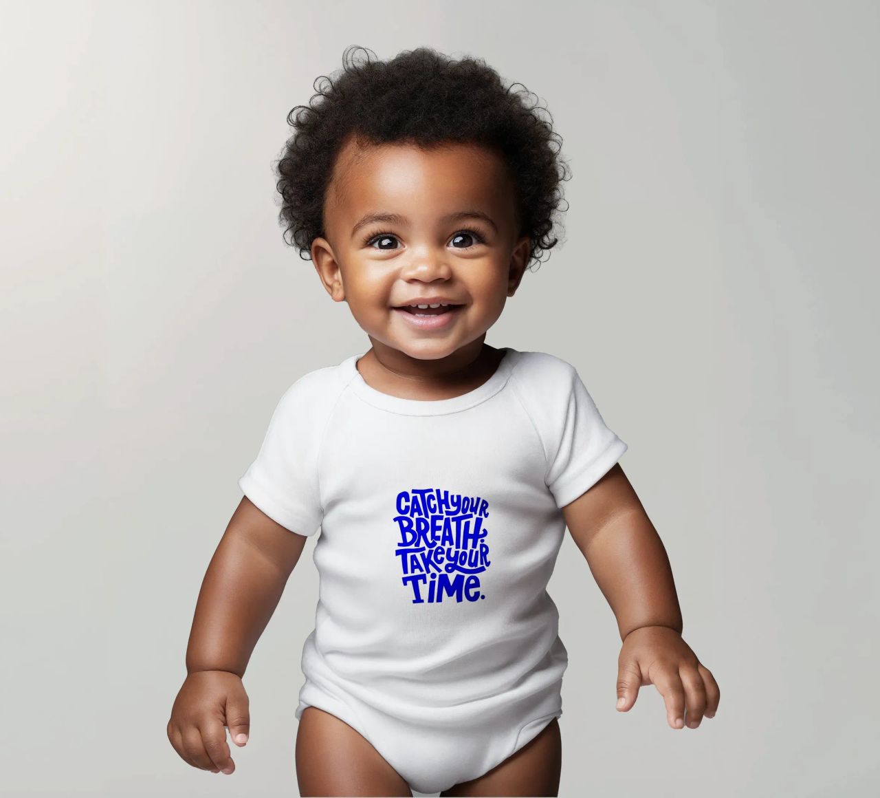 catch your breath, take your time, motivational statement q short-sleeve baby romper by The True Type