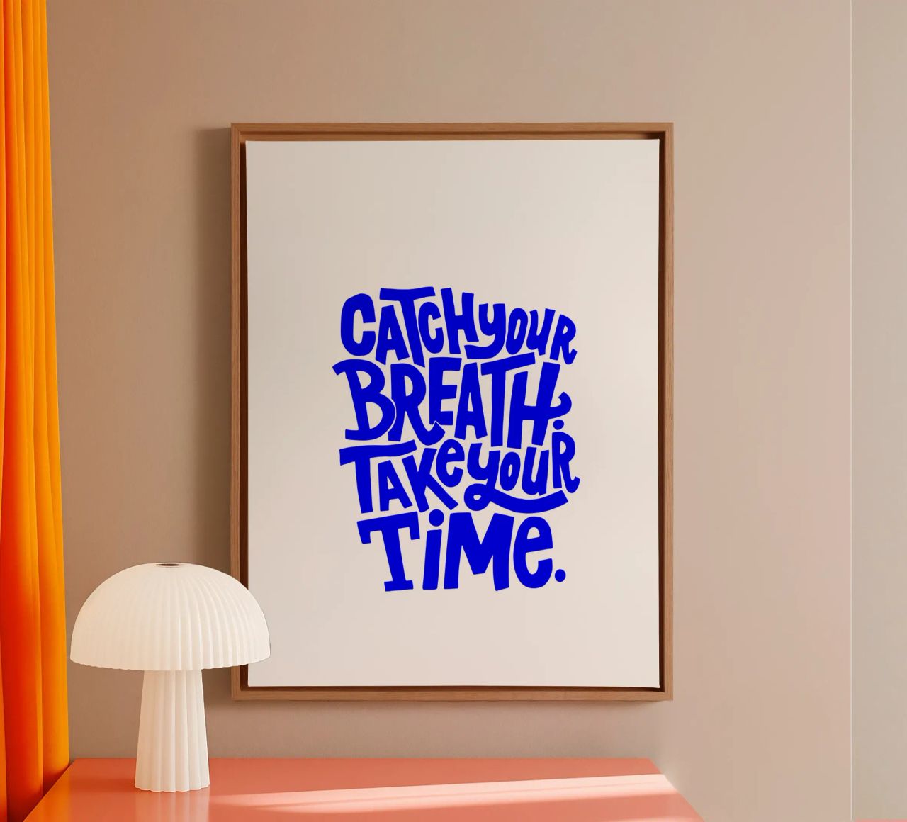 catch your breath, take your time, motivational statement q canvas by The True Type