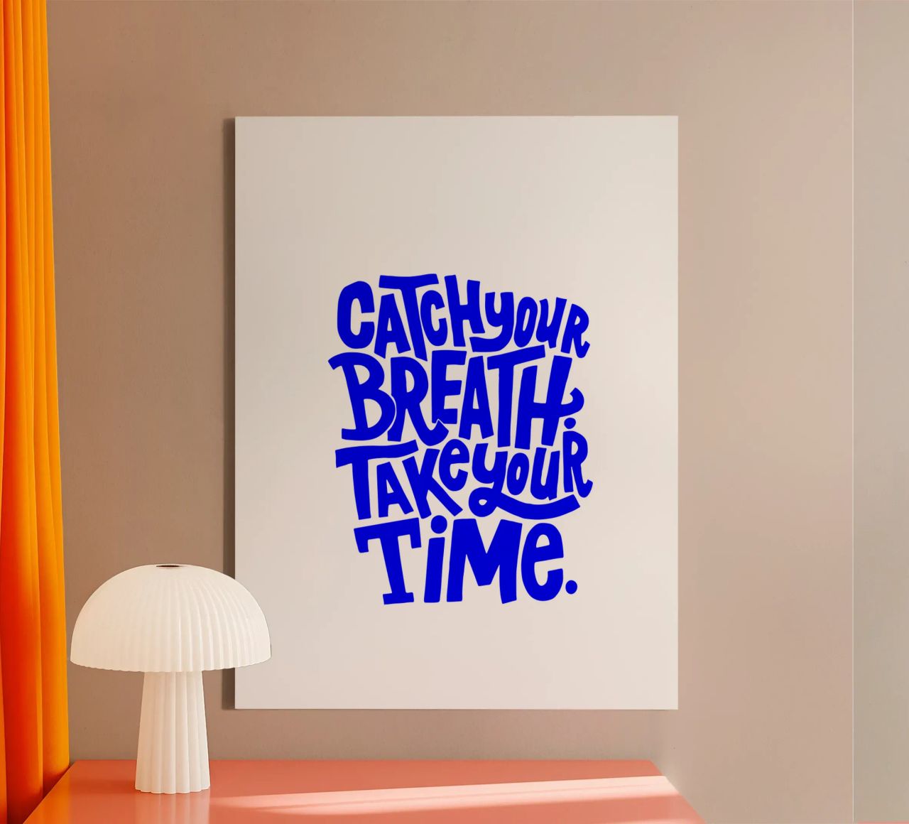 catch your breath, take your time, motivational statement q canvas by The True Type