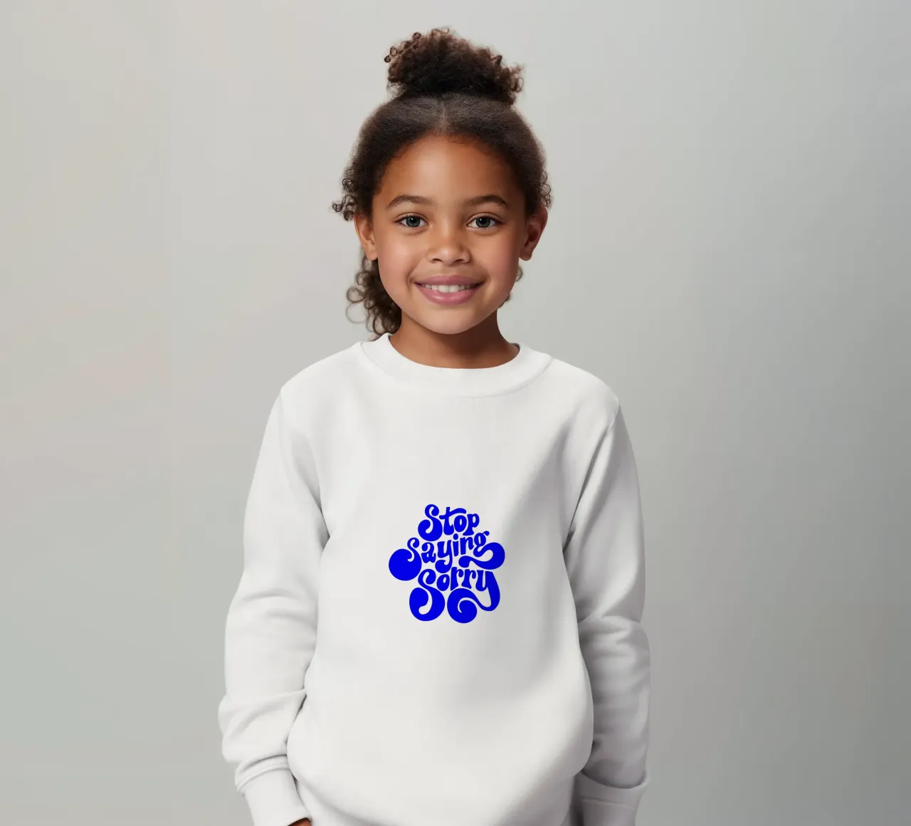 stop saying sorry, motivational statement quote kids sweatshirt by The True Type