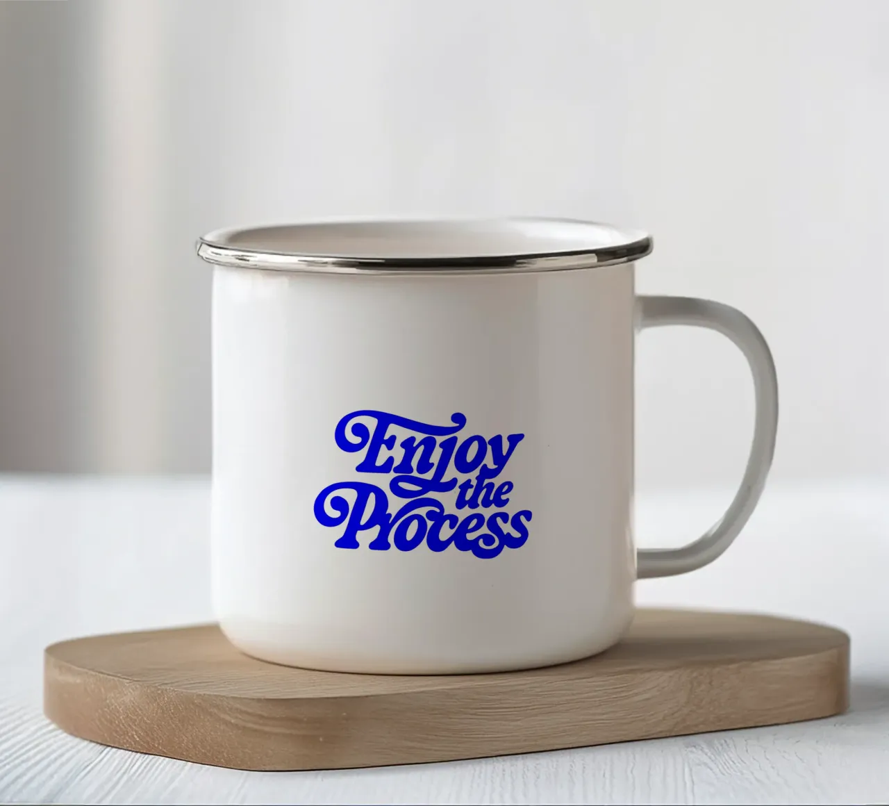 Genießen Sie den Prozess, motivierende Aussage Zitat Emaille Tasse von The True Type