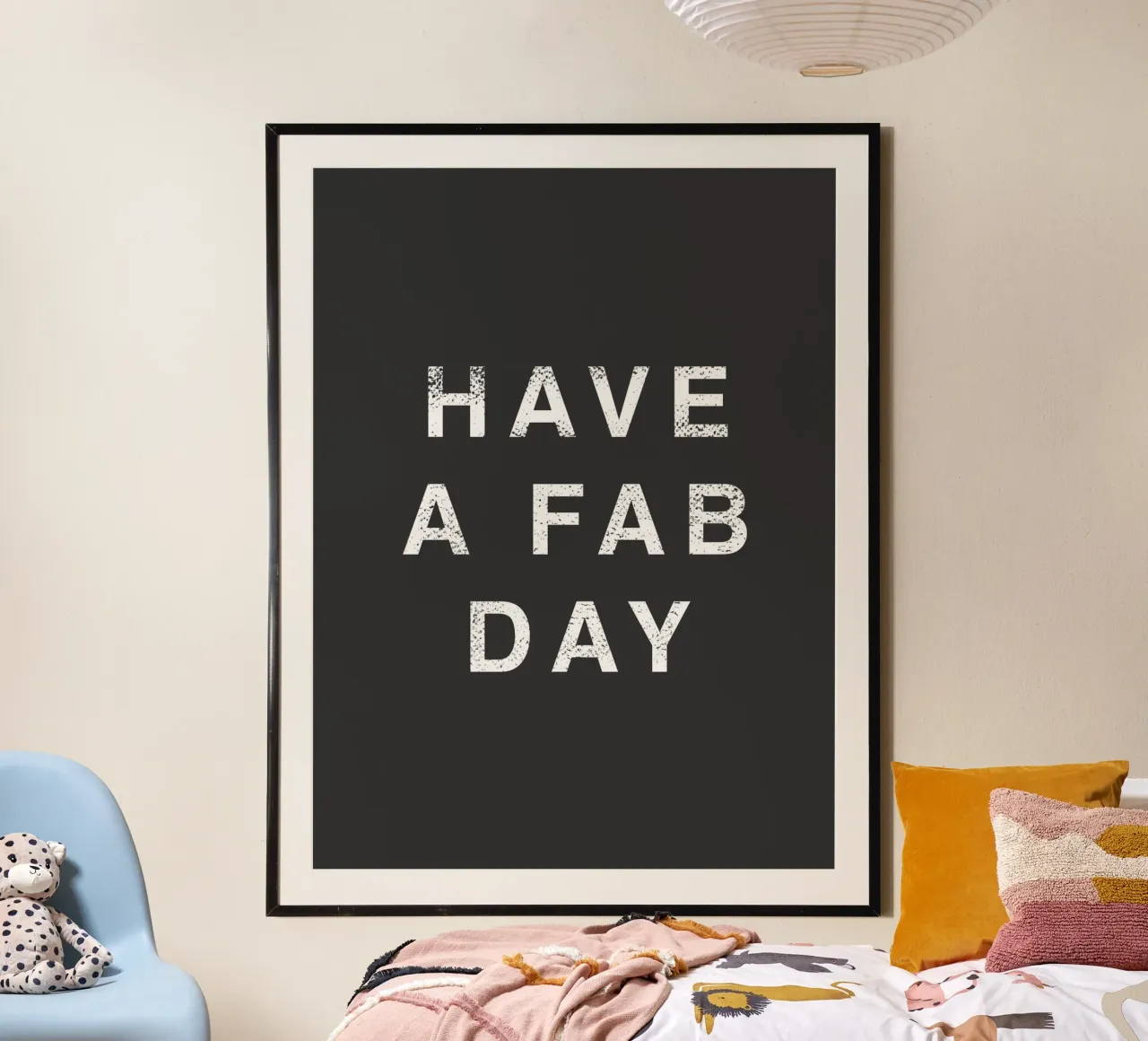 Have A Fab Day Citation Motivationnelle Imprimée poster avec cadre en plastique de kookiepixel