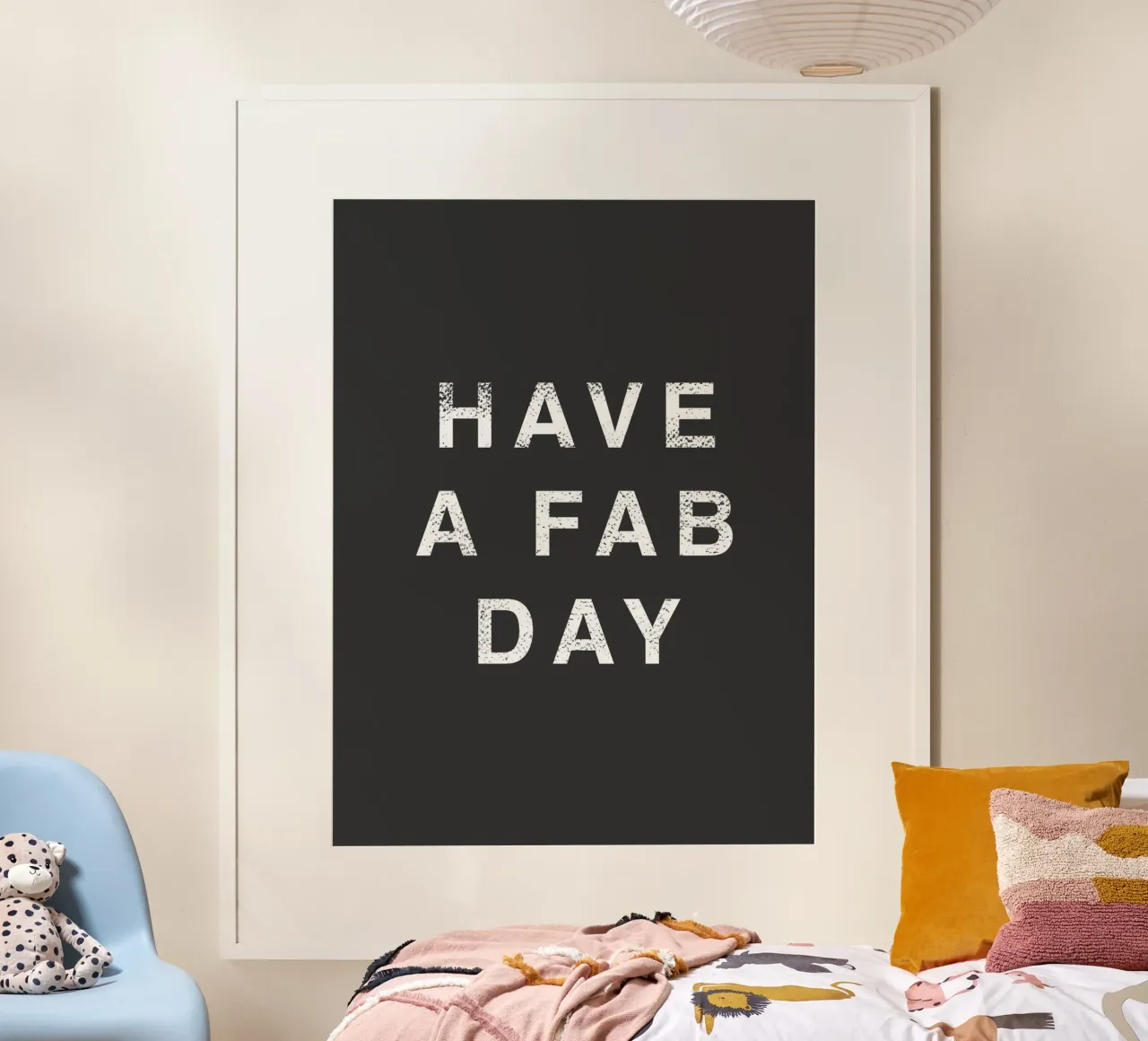 Have A Fab Day Citation Motivationnelle Imprimée poster avec cadre en plastique de kookiepixel