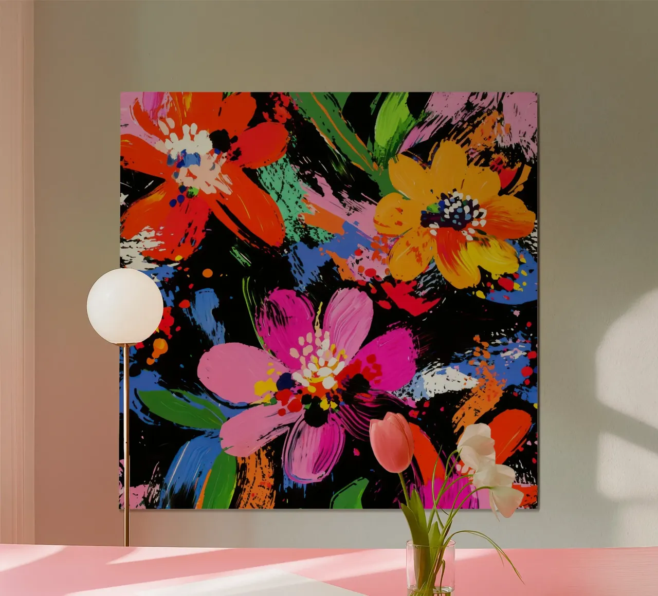 Petali caleidoscopici poster con telaio in legno da Modern Muse