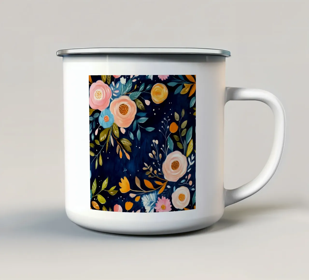 Whirlwind of Blooms enamel mug by Modern Muse