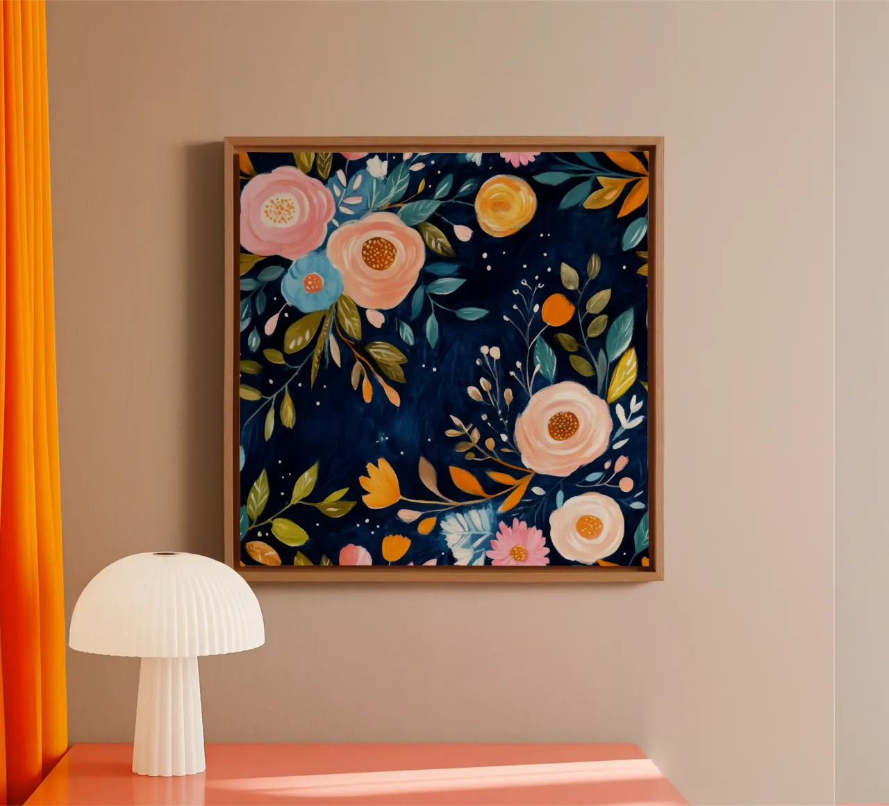 Vortice di fiori tela con Cornice a cassetta da Modern Muse