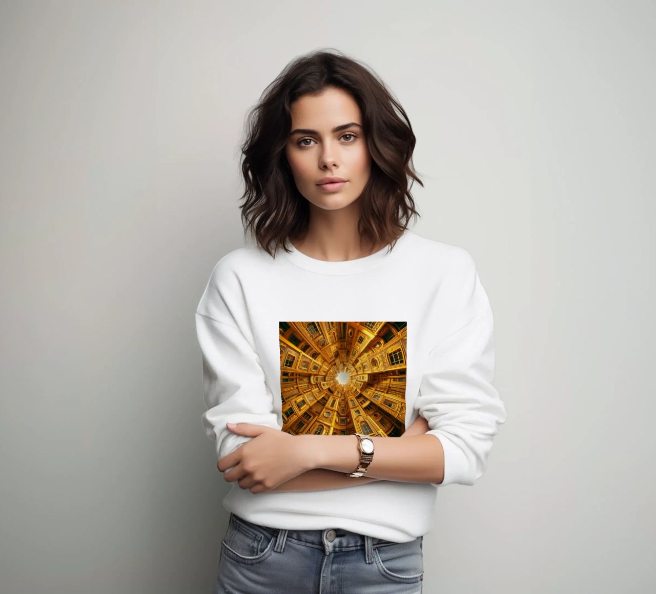 Sphere 050 - Golden Circular Architecture sweatshirt by Spheres