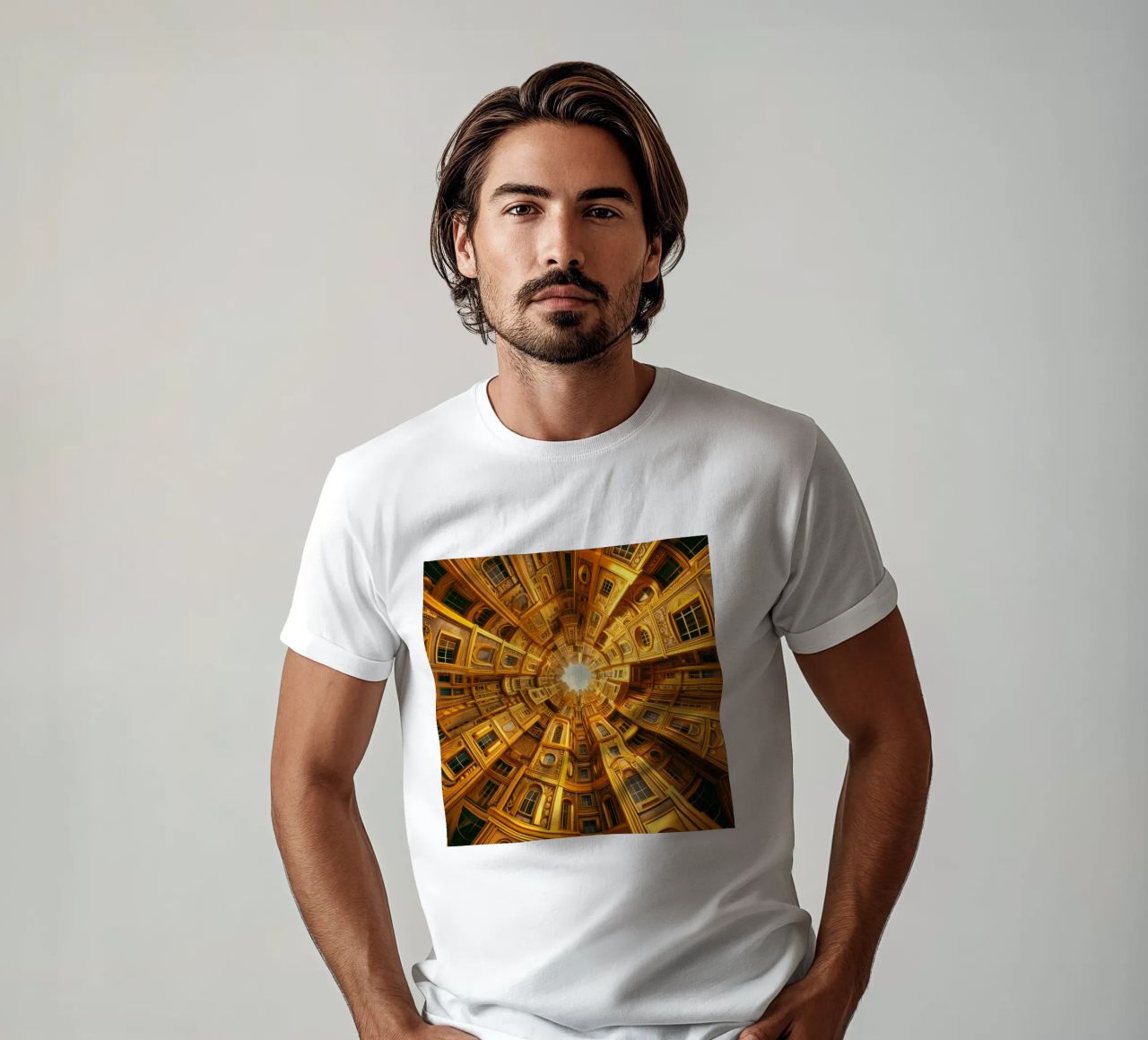 Sphere 050 - Golden Circular Architecture t-shirt by Spheres