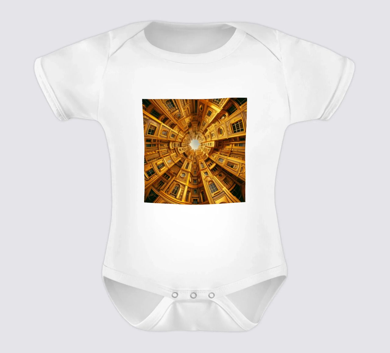 Sphere 050 - Golden Circular Architecture short-sleeve baby romper by Spheres
