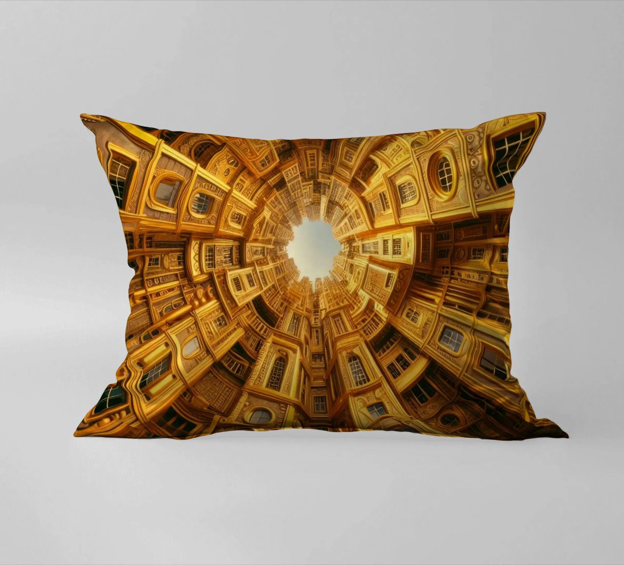 Sphere 050 - Golden Circular Architecture decorative cushion by Spheres