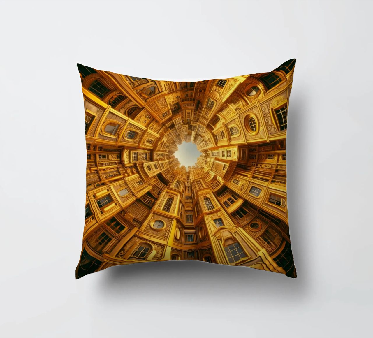Sphere 050 - Golden Circular Architecture decorative cushion by Spheres