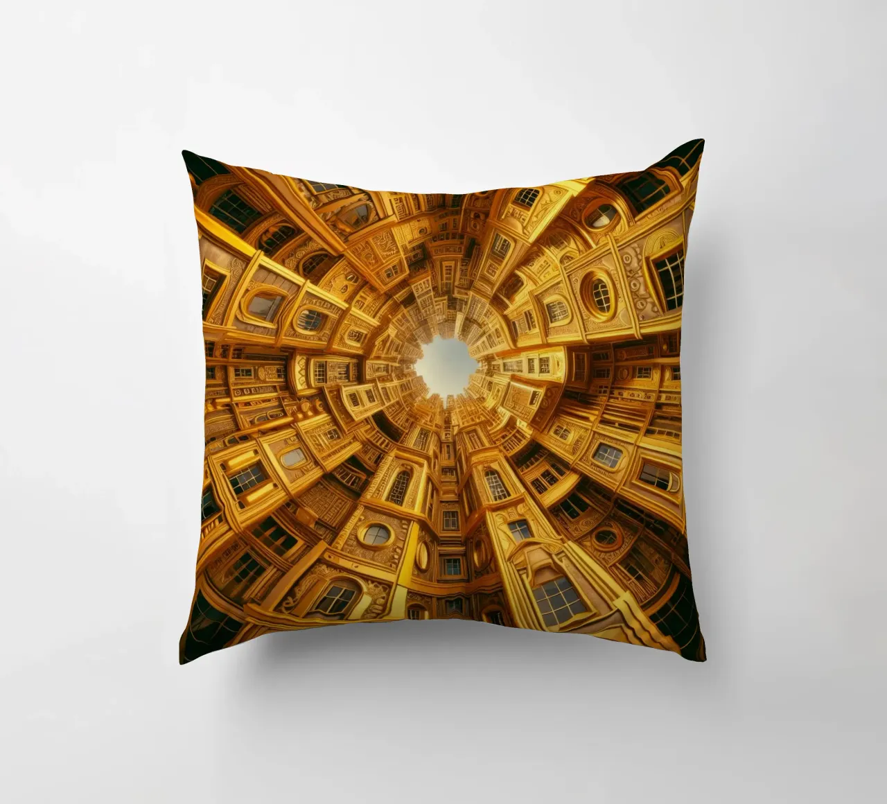 Sphere 050 - Golden Circular Architecture Kissen von Spheres
