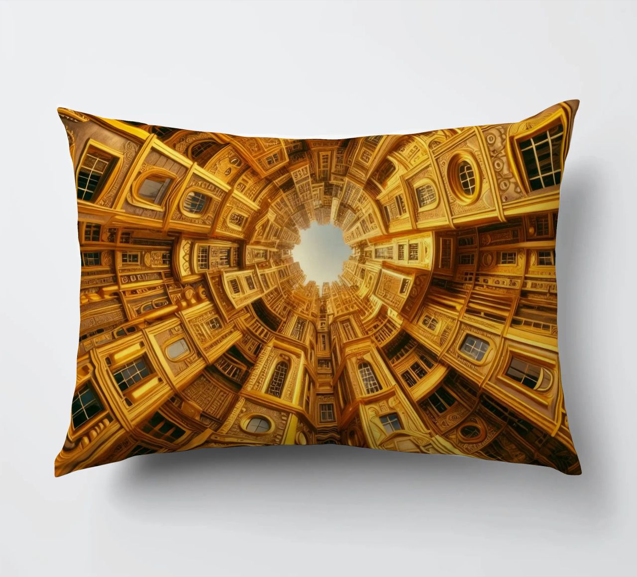 Sphere 050 - Golden Circular Architecture decorative cushion by Spheres