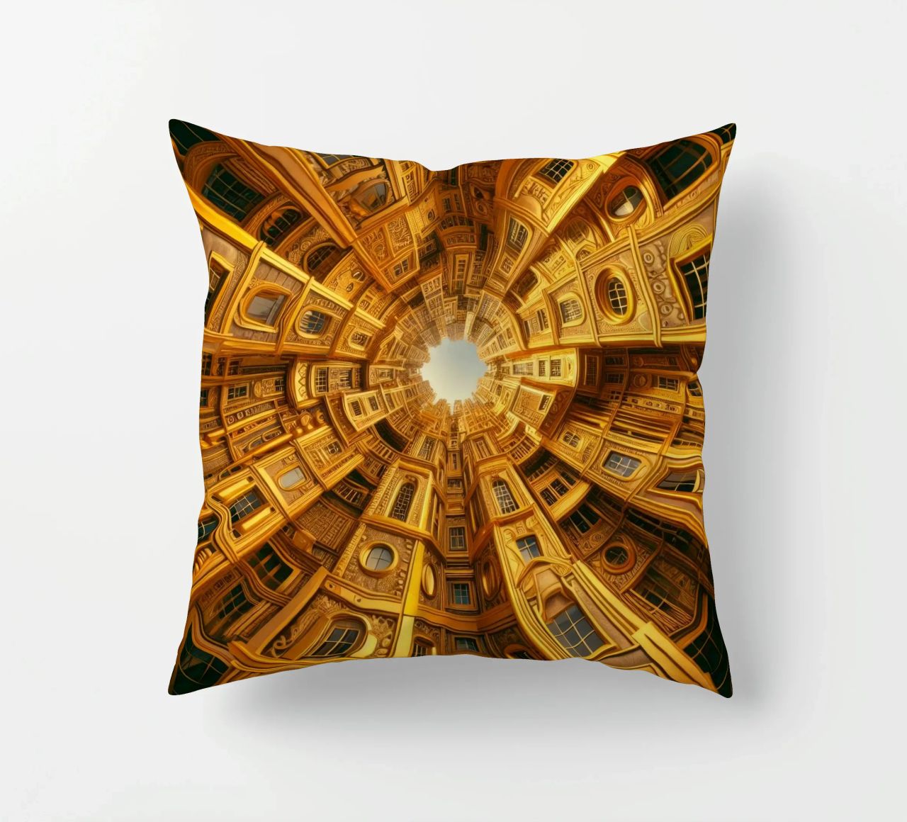 Sphere 050 - Golden Circular Architecture decorative cushion by Spheres