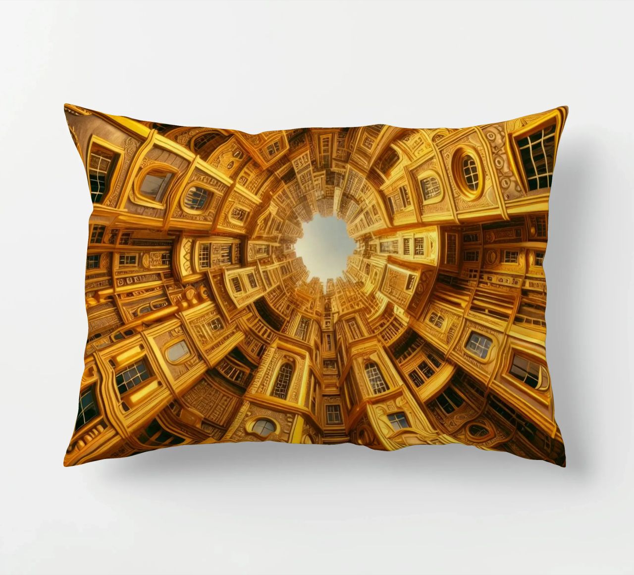 Sphere 050 - Golden Circular Architecture decorative cushion by Spheres