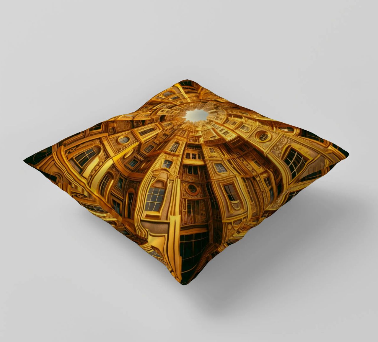 Sphere 050 - Golden Circular Architecture decorative cushion by Spheres