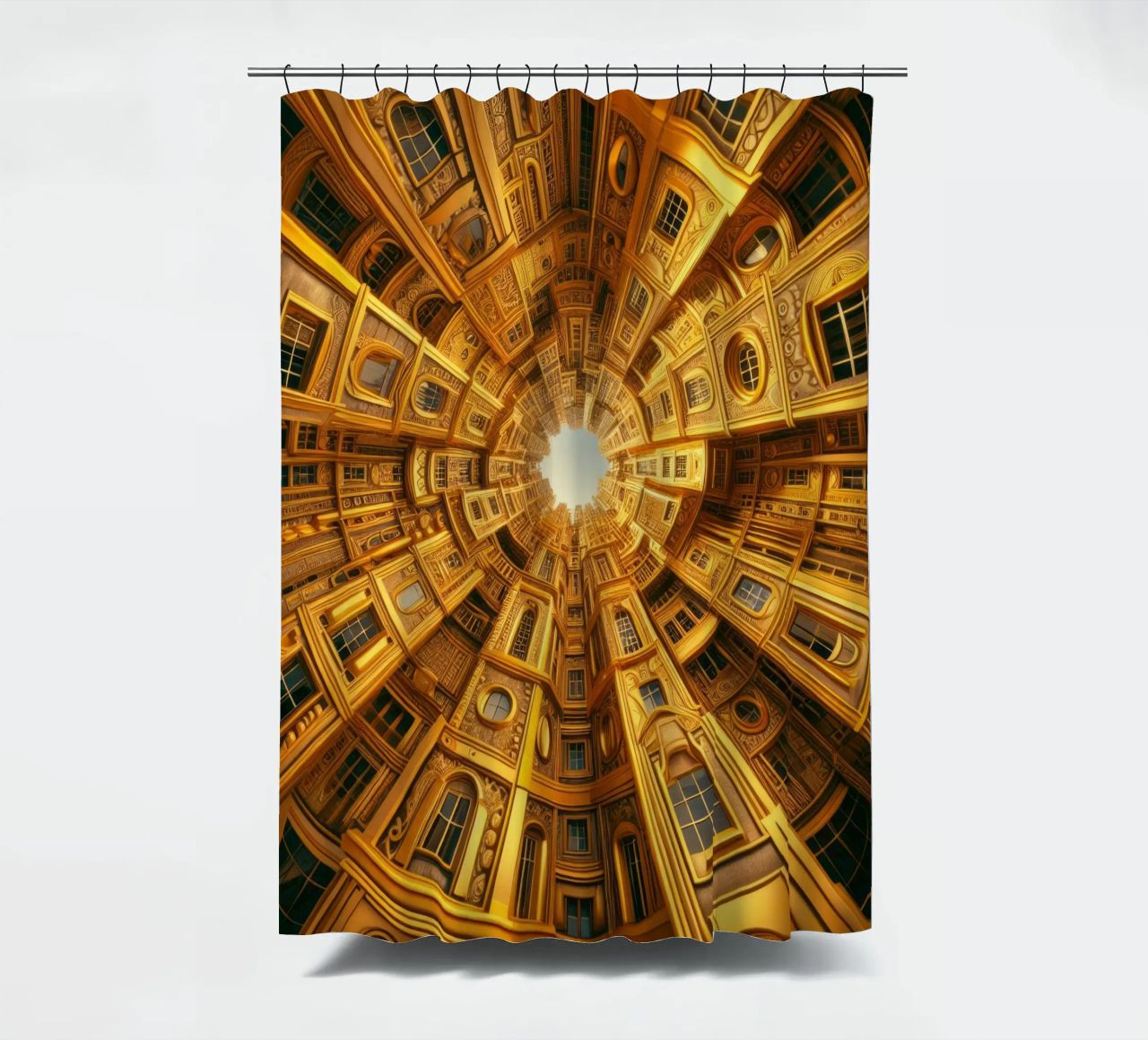 Sphere 050 - Golden Circular Architecture shower curtain by Spheres
